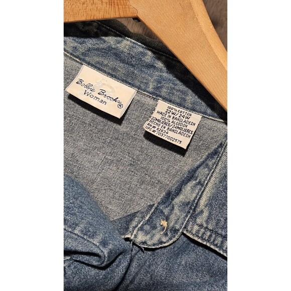 Vtg Bobbie Brooks Quilter Sew Crafter Denim Embroidered Shirt Womens 22W/24W - Picture 9 of 9